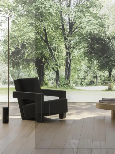 Lampada da terra Hilow Line in alluminio con base in marmo di Panzeri