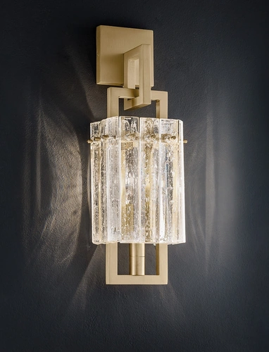 Lampada Crek Applique in metallo con listelli in vetro di Masiero