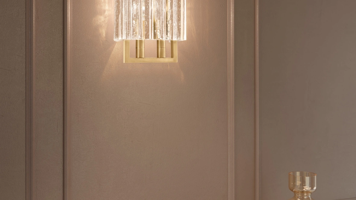 Lampada Crek Applique in metallo con listelli in vetro di Masiero