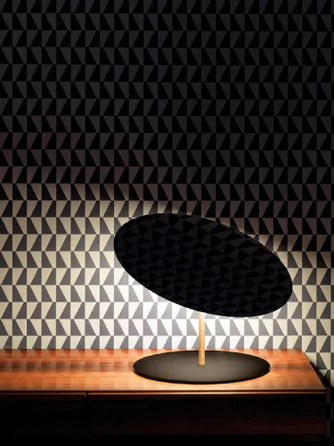 Lampada in metallo e ottone con specchio circolare orientabile Calvino di Davide Groppi