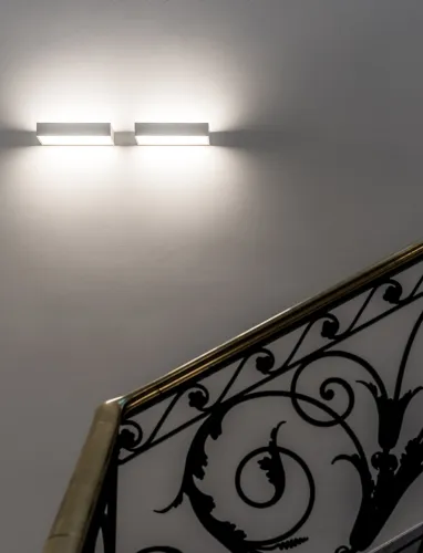 Lampada da parete in metallo e vetro Duet di Davide Groppi