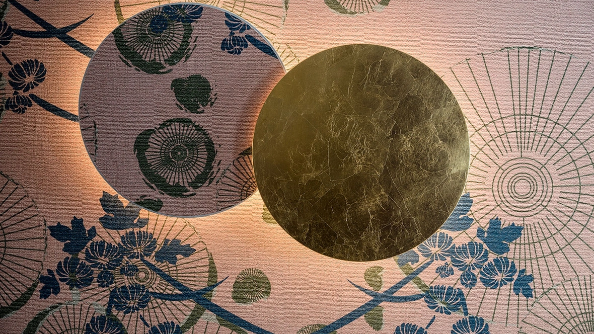 Lampada da parete Moonlight in alluminio e frontale in MDF in diverse finiture di Egoluce