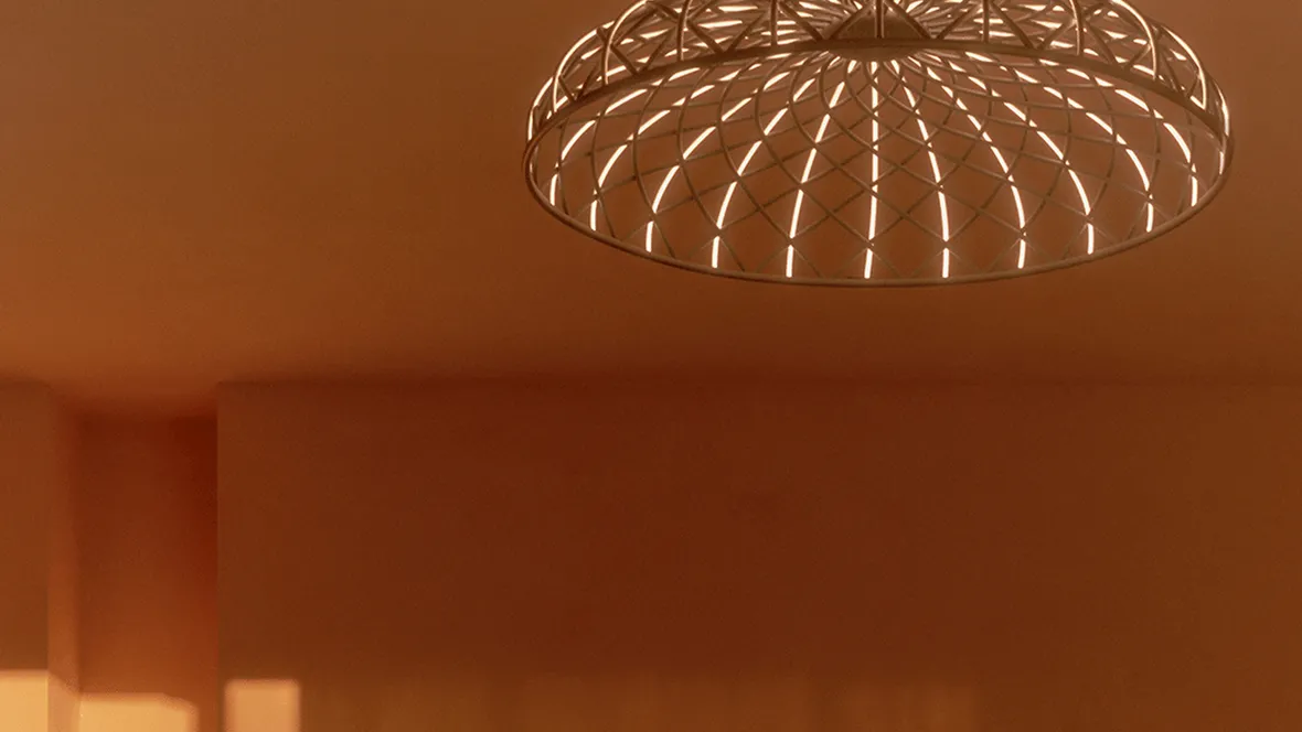 Lampada a soffitto rivestita in tessuto Skynest C di Flos