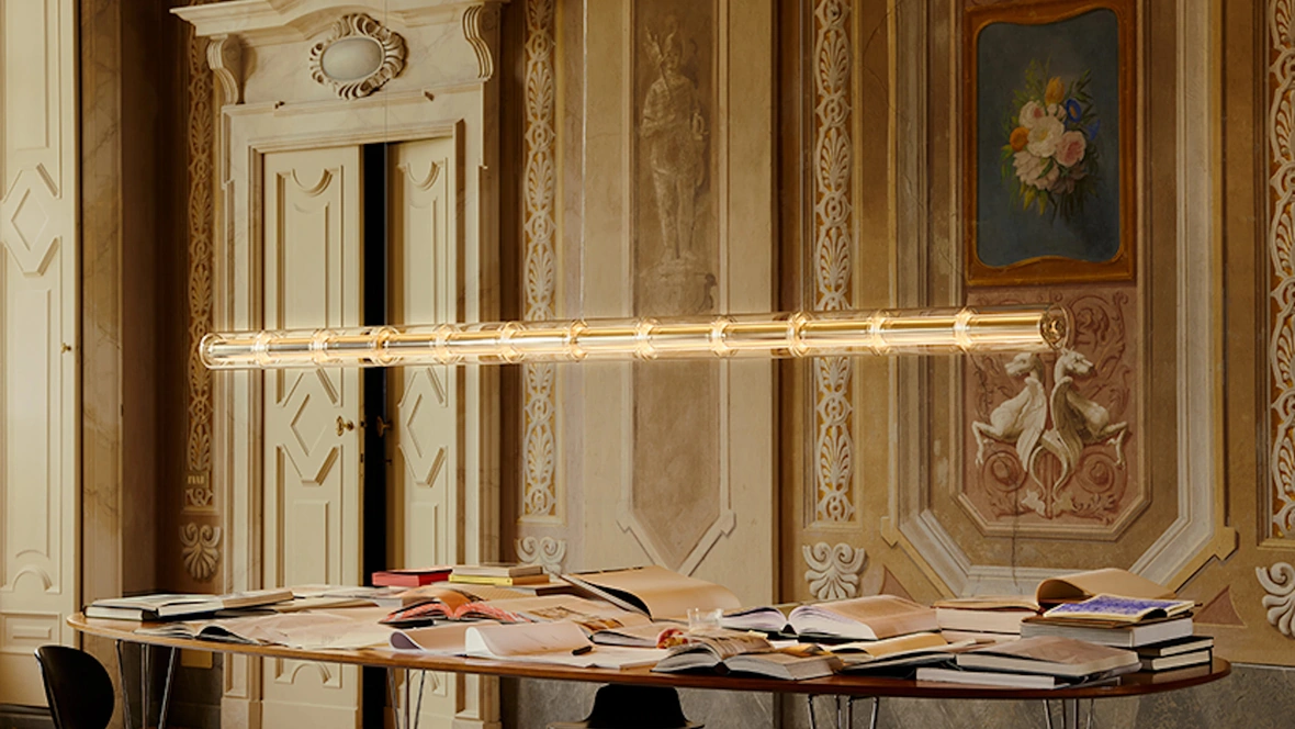 Lampada a sospensione Luce Cilindrica in vetro soffiato di Flos