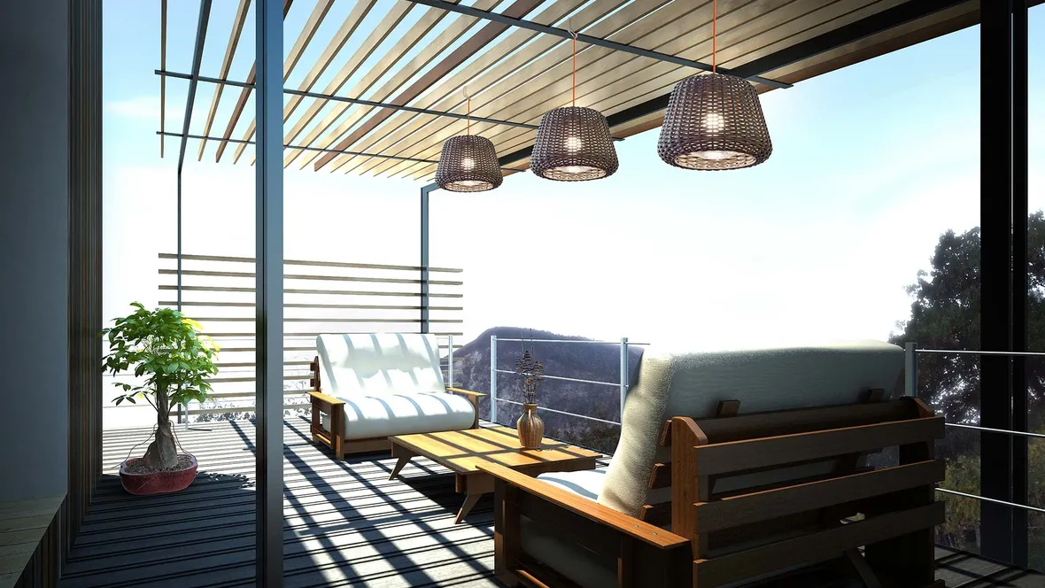 Lampada da esterno Ralph in Rattan sintetico intrecciato a mano con diffusore in policarbonato trasparente di Panzeri