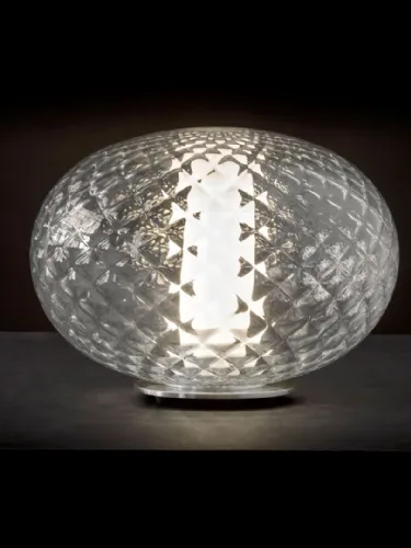 Lampada da tavolo in vetro soffiato trasparente Recuerdo di Oluce