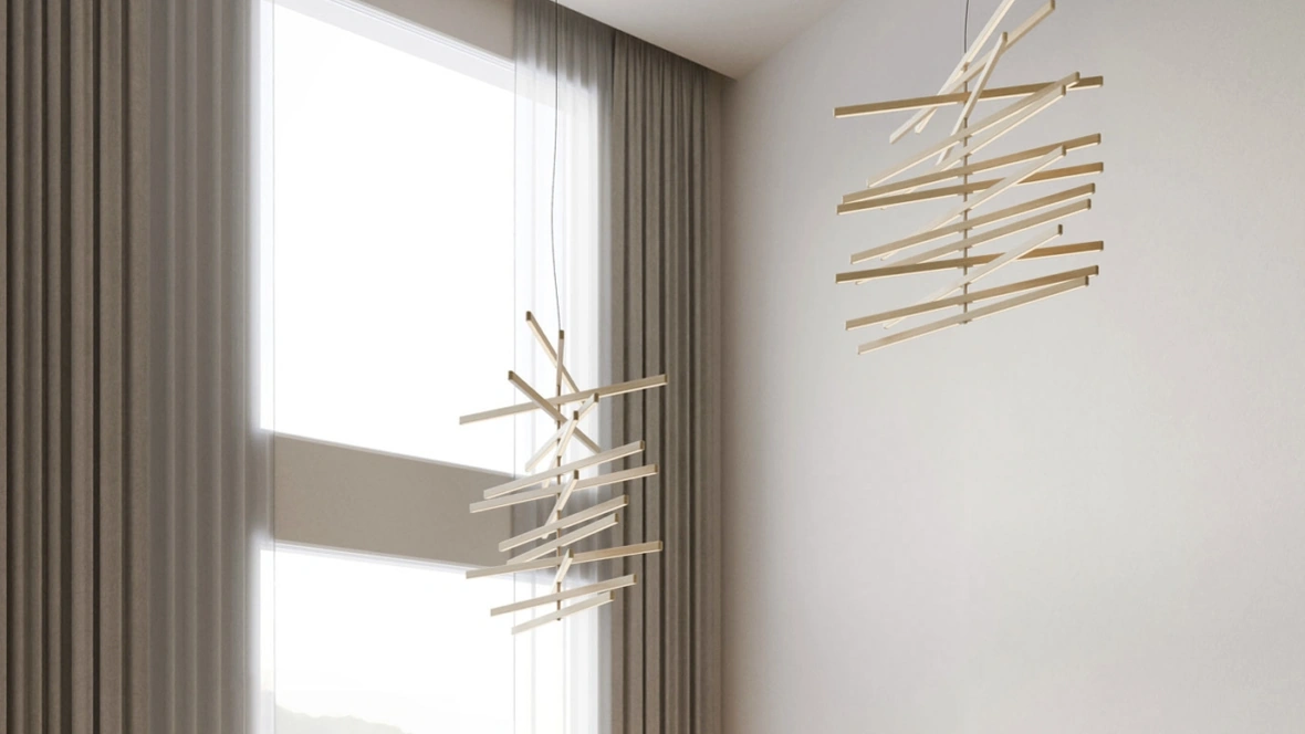 Lampada a sospensione Rhytm Vertical Wood di Vibia