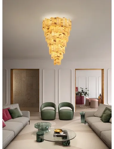 Lampada a soffitto Royale in onice di Masiero