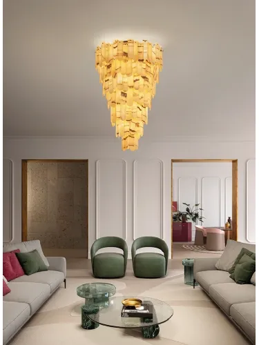 Lampada a soffitto Royale in onice di Masiero