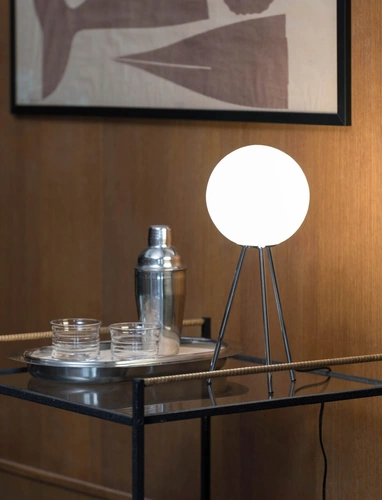 Lampada da tavolo Signorina in vetro soffiato con treppiede in metallo di Fontana Arte