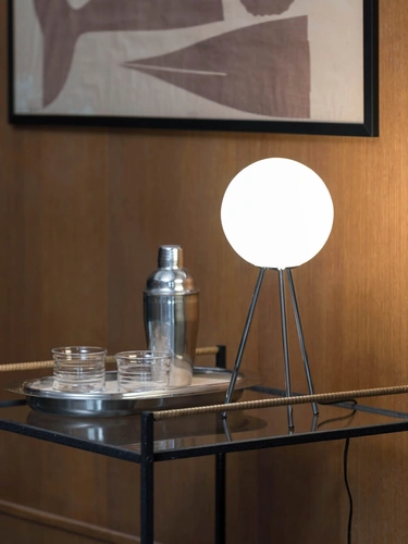 Lampada da tavolo Signorina in vetro soffiato con treppiede in metallo di Fontana Arte