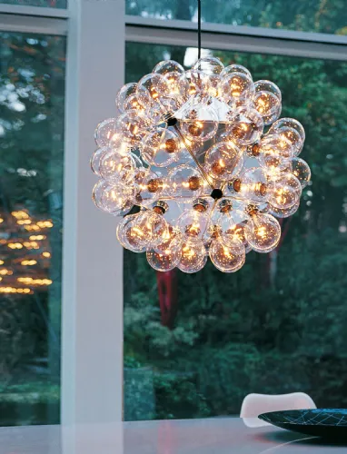 Lampada a sospensione a luce diretta e riflessa in alluminio e vetro Taraxacum 88 di Flos